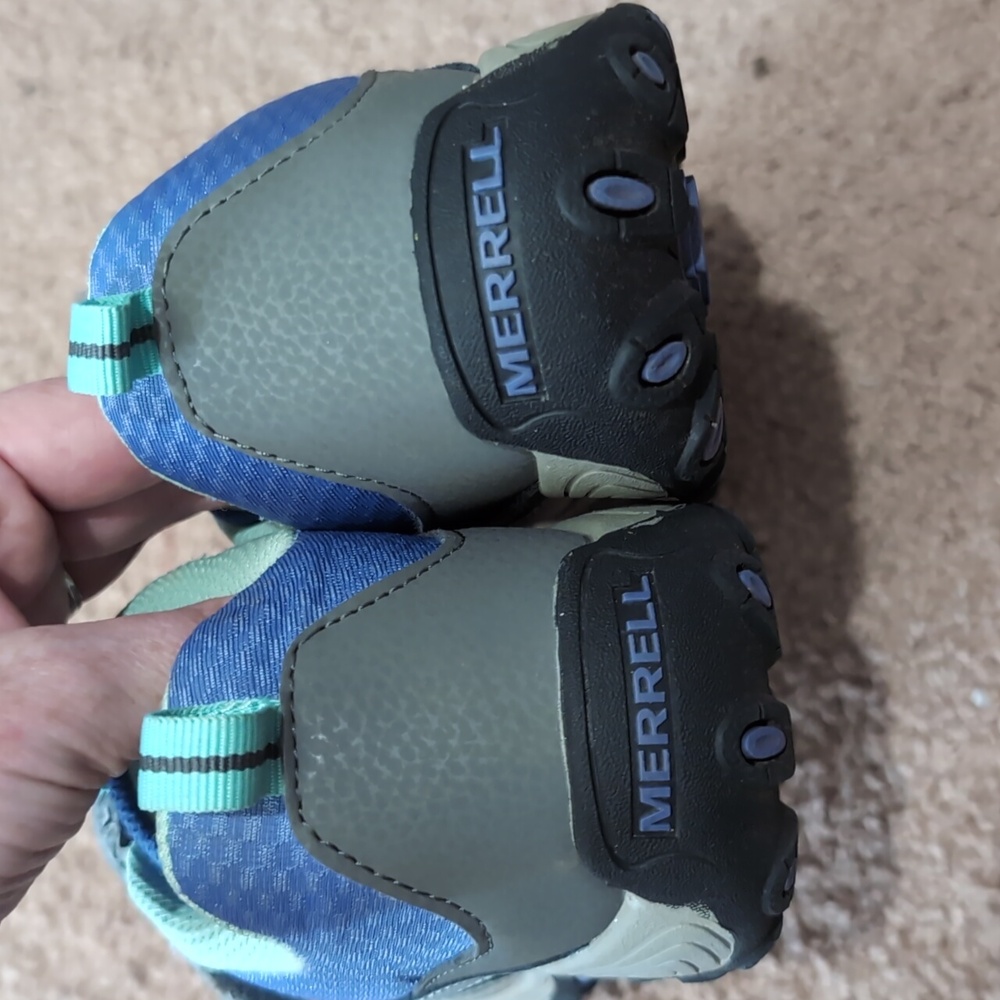 Merrell Trail Chaser Kid's Easy On/Off Outdoor Sneaker SZ 3.5 Gray/Purple/Seafoa - Picture 3 of 10